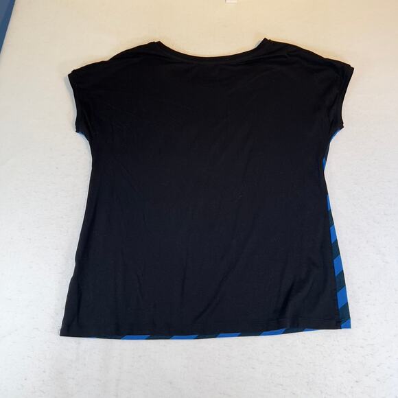 Jonathan AdlerX UT UniQlo Top Large Blue Diagonal Stripes Solid Back Sleeveless - Picture 7 of 8